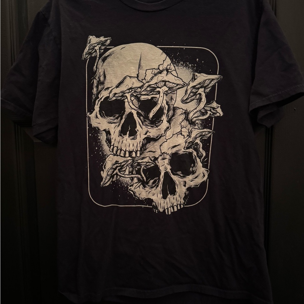 Black Short Sleeve Tee with Skull Design